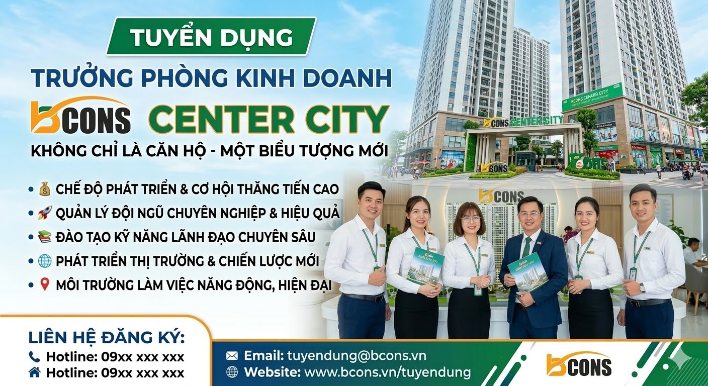 TUYỂN DỤNG TRƯỞNG PHÒNG KINH DOANH BCONS